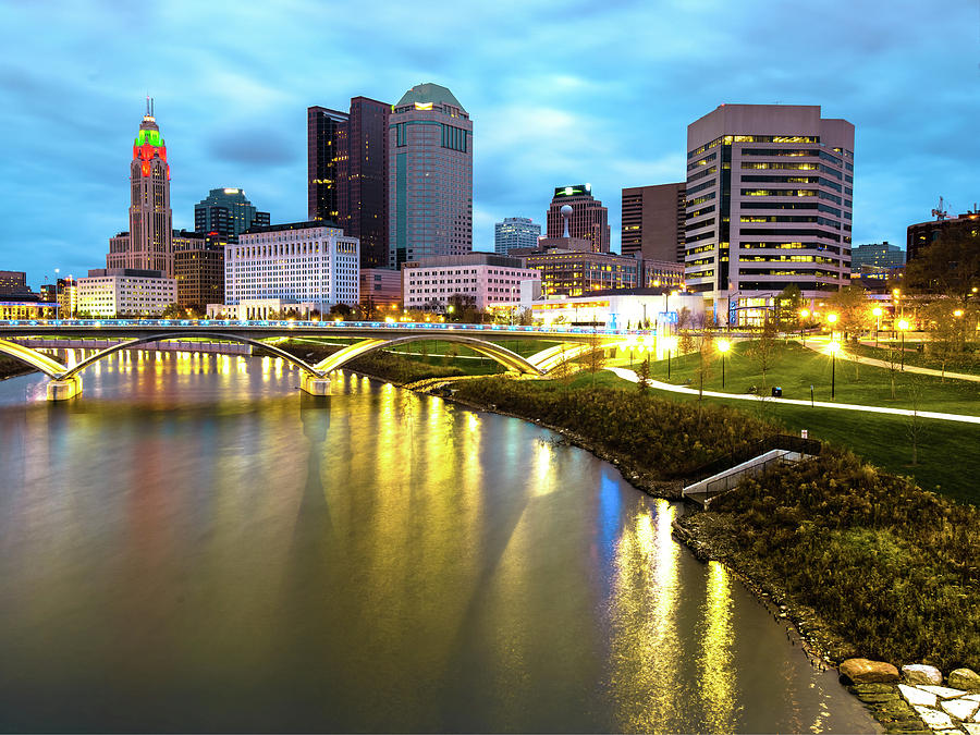 Columbus Skyline Photograph - Columbus Skyline Colors and Cityscape by Gregory Ballos