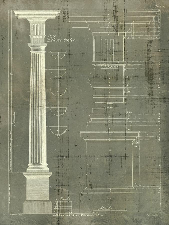 Architecture Painting - Column Blueprint Iv by Thomas Sheraton