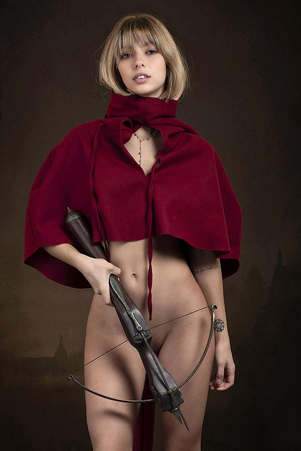 Combative Little Red Riding Hood With Crossbow Photograph by Jan Slotboom