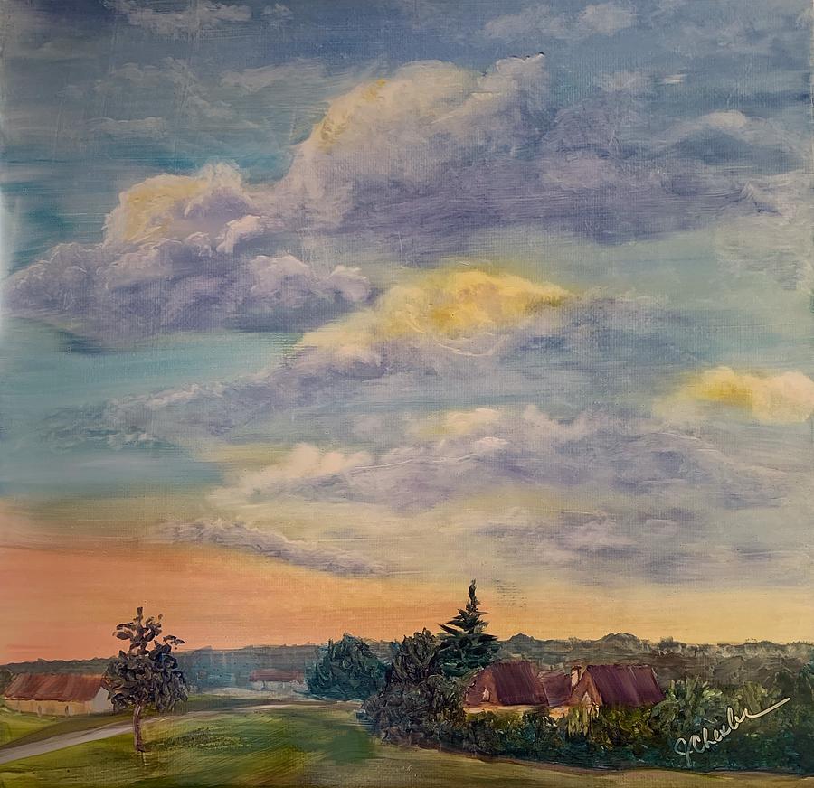Combe-Claire Skies, France Painting by Jan Chesler