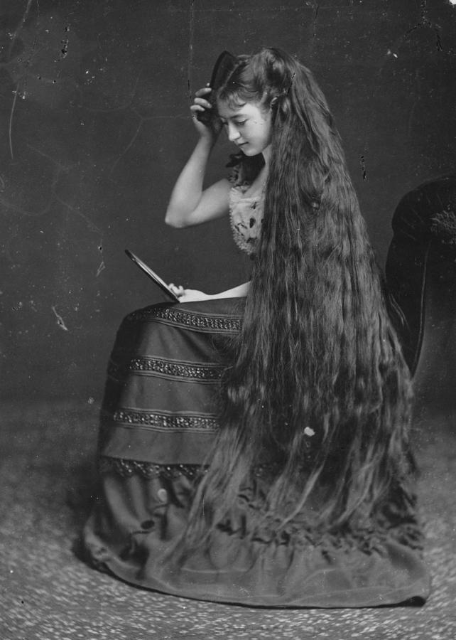 Combing Long Hair Photograph by London Stereoscopic Company