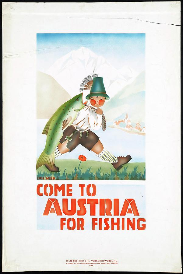 Vintage Digital Art - Come to Austria for Fishing by Vintage Arts