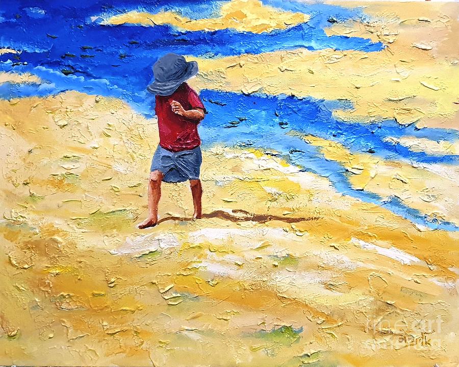 Come to the edge of the shore and stand with  your eyes tight shu Painting by Eli Gross