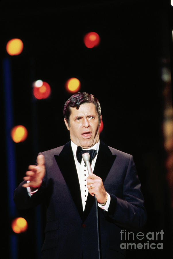 Comedian Jerry Lewis With Microphone Photograph by Bettmann