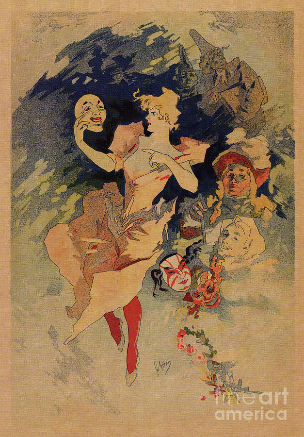 Comedy Theater 1900 by Jules Cheret Drawing by Heidi De Leeuw