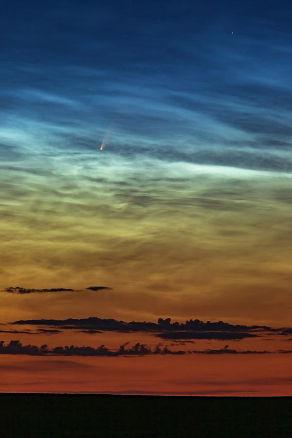 Comet Neowise Amid Bright Noctilucent Photograph by Alan Dyer