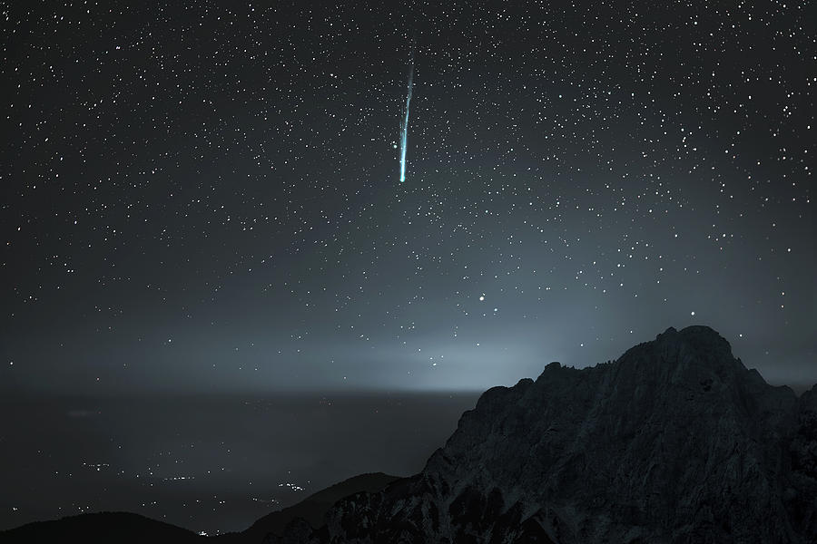 Night Photograph - Comet Nishimura Over Julian Alps by Gregor Kresal