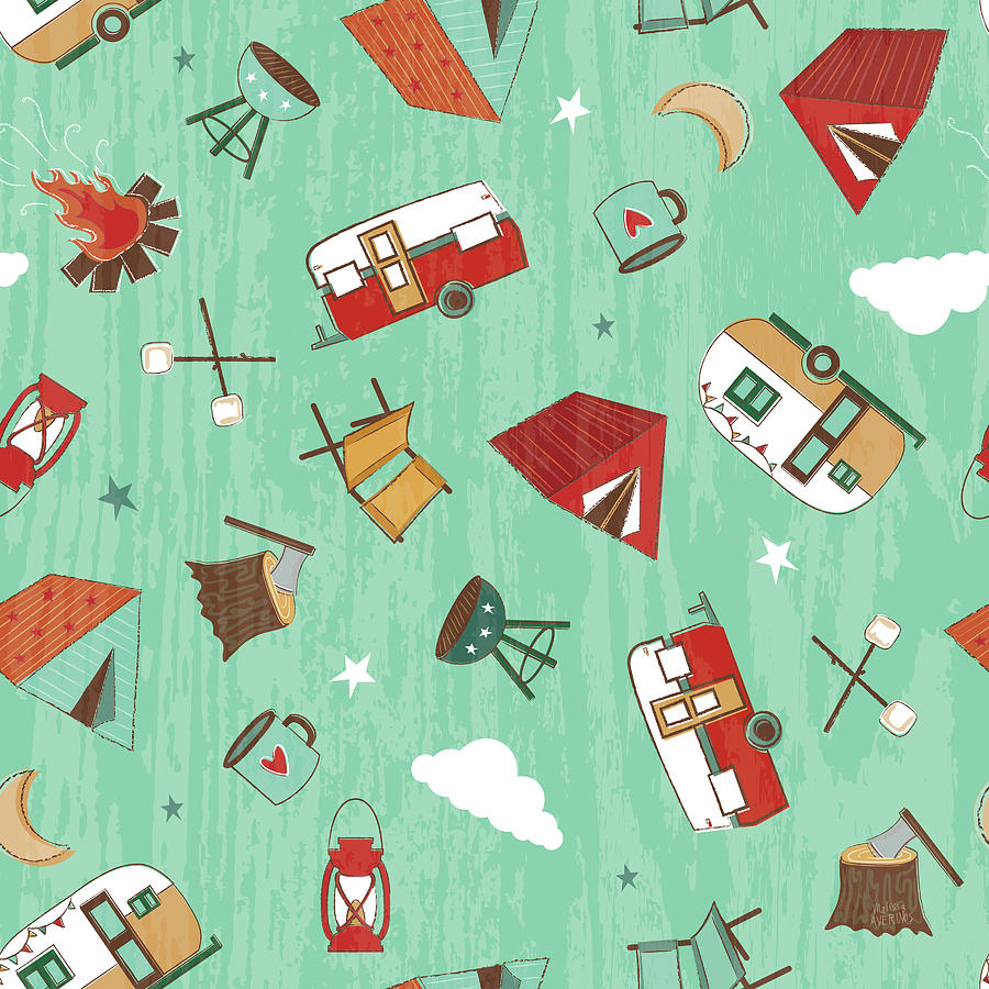 Pattern Drawing - Comfy Camping Pattern Ib by Melissa Averinos
