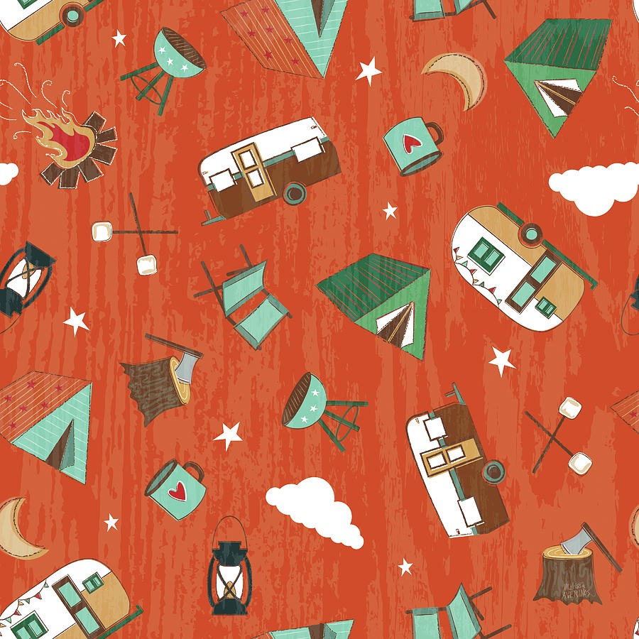 Pattern Drawing - Comfy Camping Pattern If by Melissa Averinos
