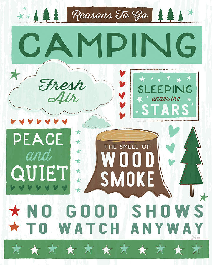 Typography Painting - Comfy Camping Xi by Melissa Averinos