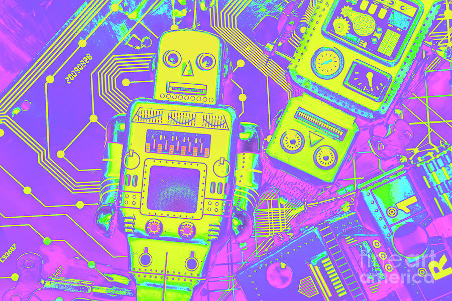 Comic circuitry robots Digital Art by Jorgo Photography