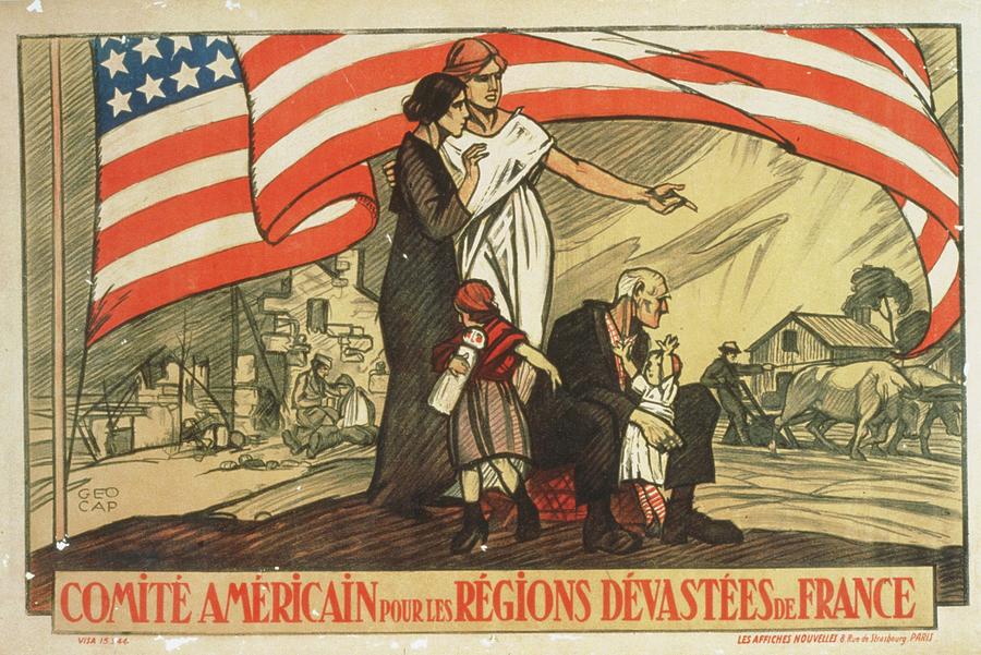 American Flag Painting - Comite Americain Pour Les Regions Devastees De France by Geo Dorival