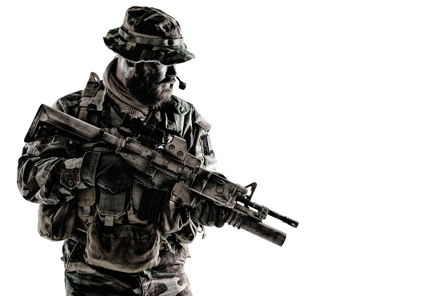 Commando Soldier In Camouflage Uniform Photograph by Oleg Zabielin