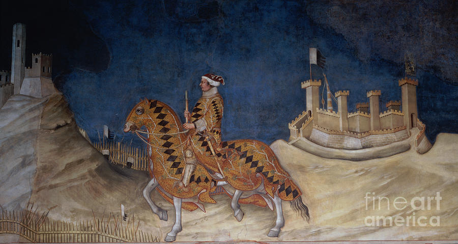 Commemoration Of Guidoriccio Da Fogliano At The Siege Of Montemassi, From The Sala Del Mappamondo, 1328 Painting by Simone Martini