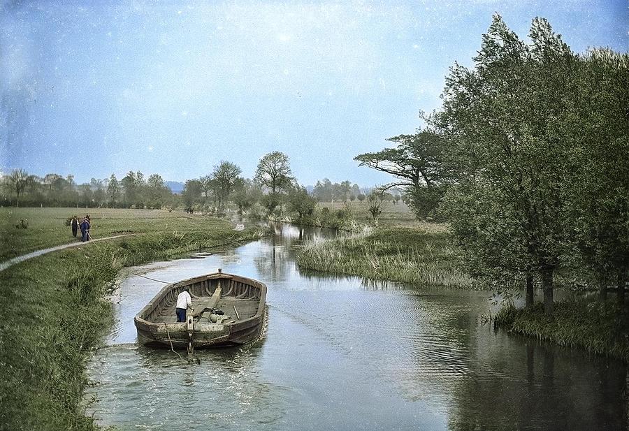 Commercial Barges 1898 Colorized By Ahmet Asar Painting
