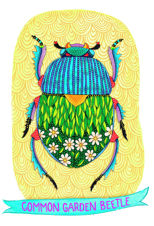 Insects Digital Art - Common Garden Beetle Mounted by Hello Angel