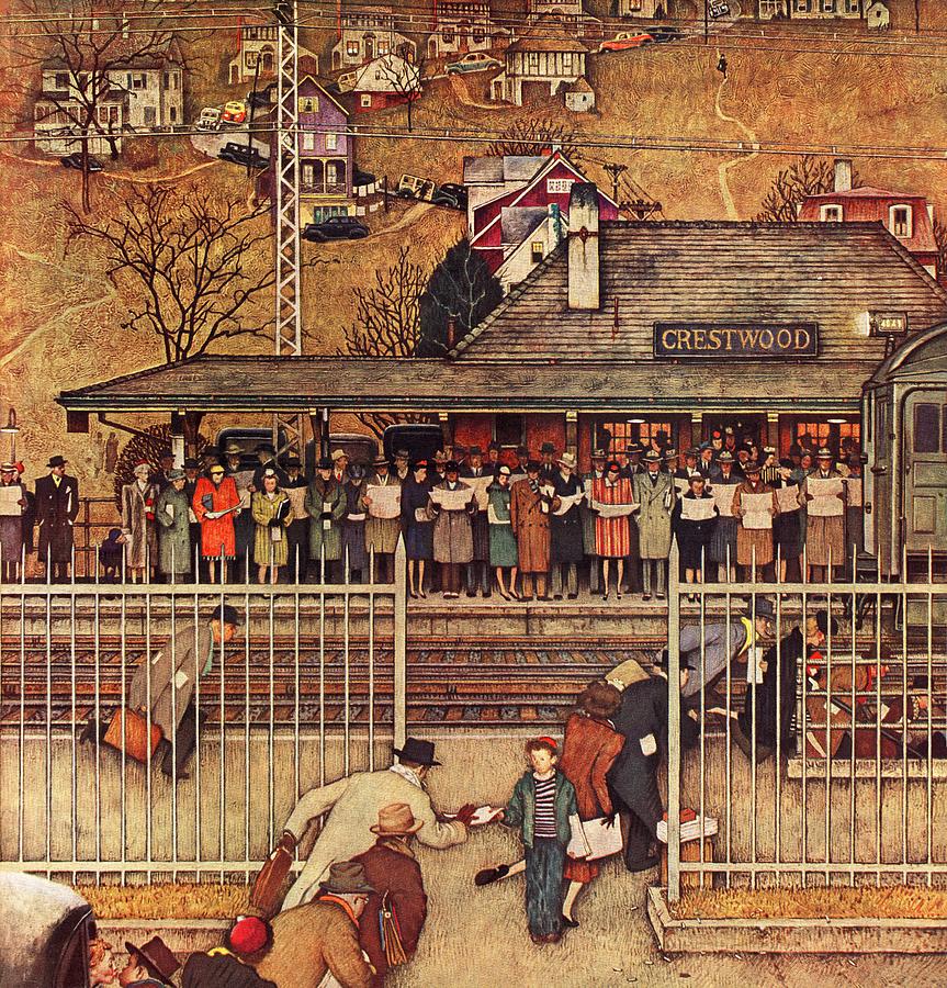 Commuters Painting by Norman Rockwell