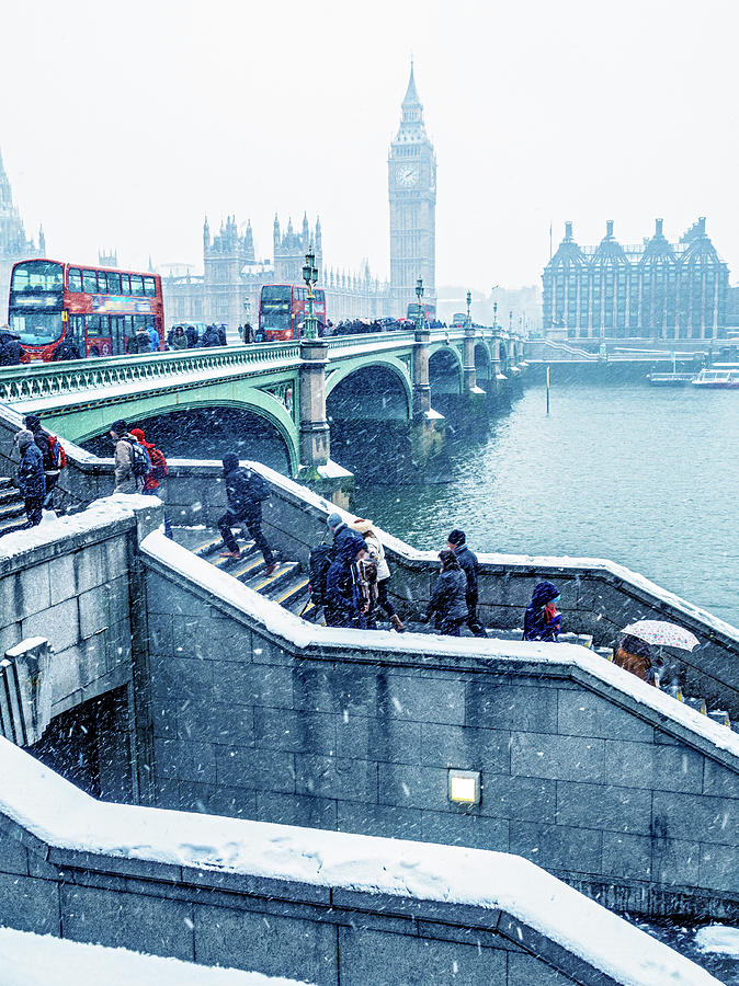 Commuters Using Westminster Bridge In Photograph by Doug Armand