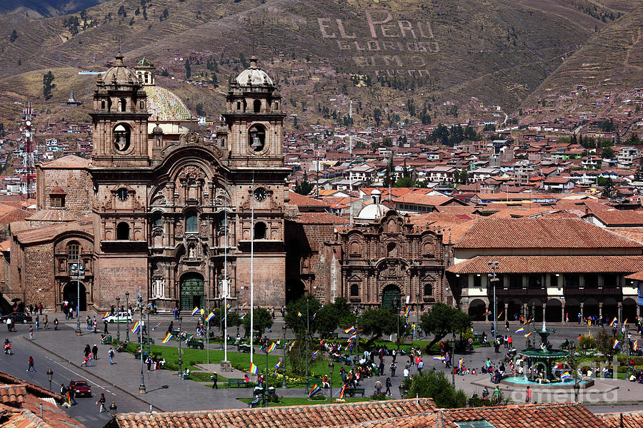 Compania de Jesus Church and Plaza de Armas Cusco Peru Photograph by James Brunker