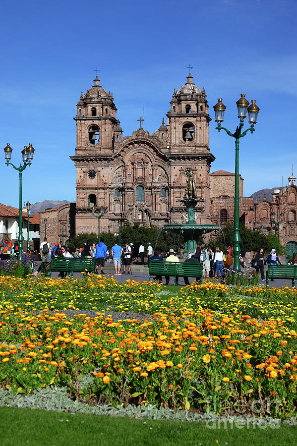 Compania de Jesus Church and Plaza de Armas Cuzco Peru Photograph by James Brunker