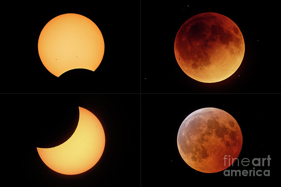 Comparison Of Lunar Eclipses Photograph by Kpno/noirlab/nsf/aura/j. Kujal/petr Horalek/science Photo Library