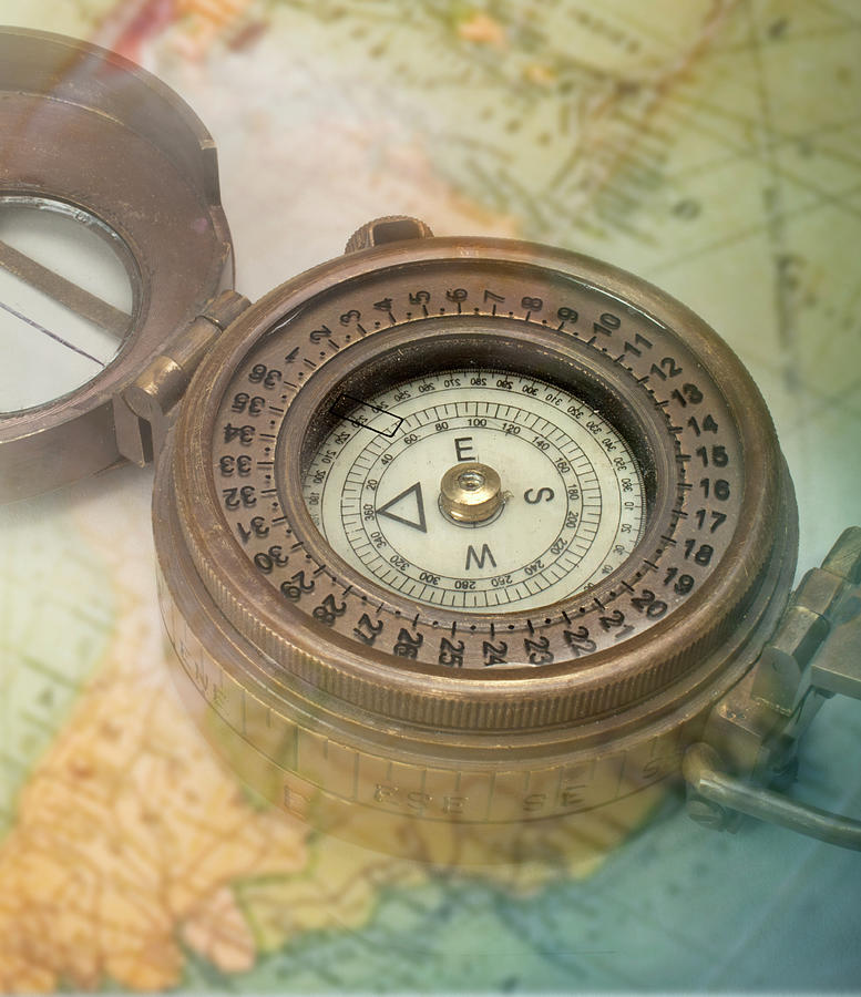 Compass With Transparent Map Photograph by Atu Images