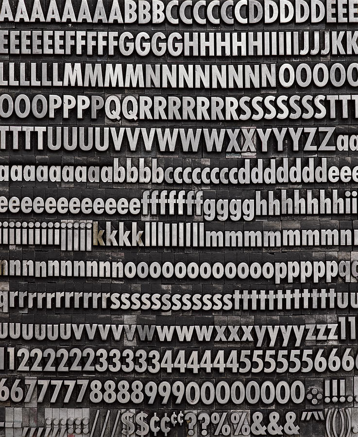 Complete Font Letterpress Type Photograph by Jeffrey Coolidge