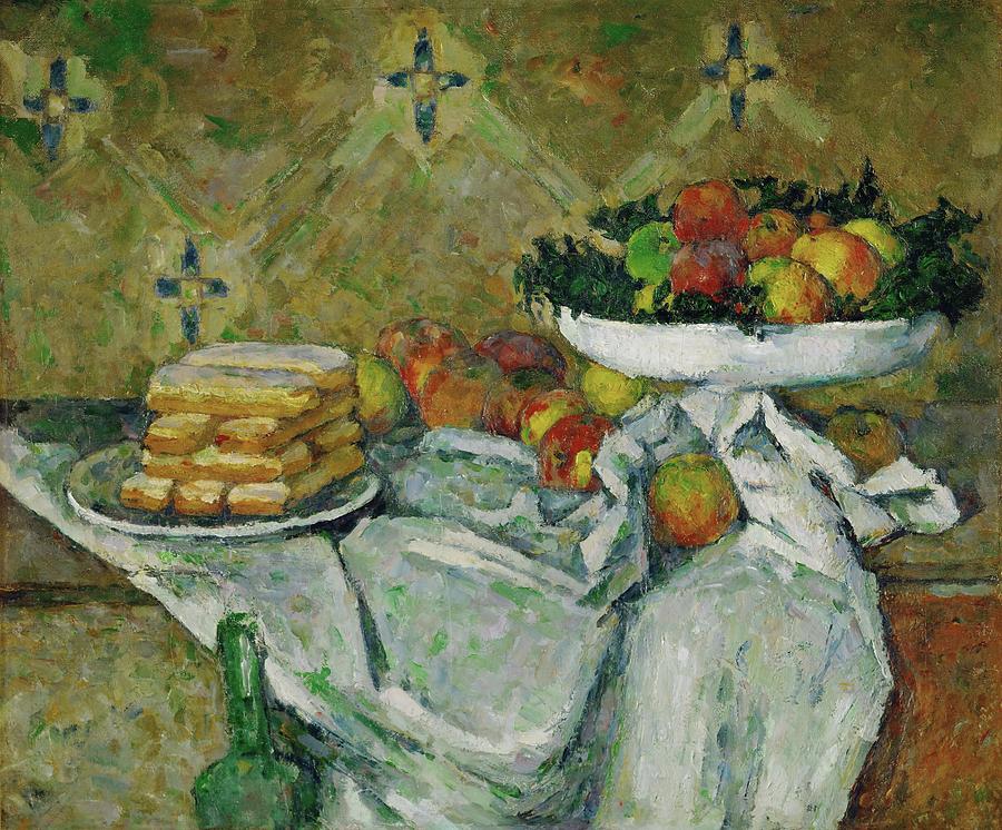 Compotier et Assiette de biscuits, around 1877 Fruit bowl and plate with biscuits. Painting by Paul Cezanne -1839-1906-