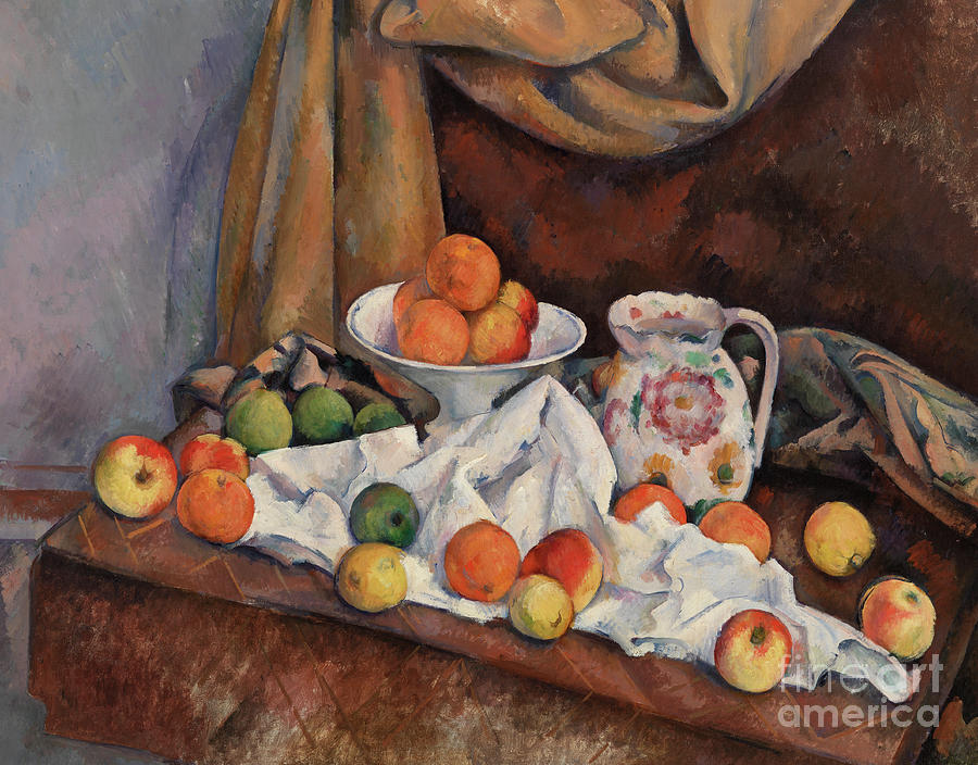 Compotier, Pitcher and Fruit Painting by Paul Cezanne