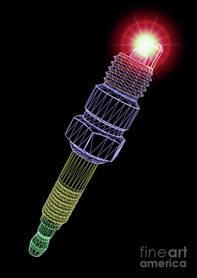 Computer Aided Design Of A Firing Spark Plug Photograph by Alfred Pasieka/science Photo Library