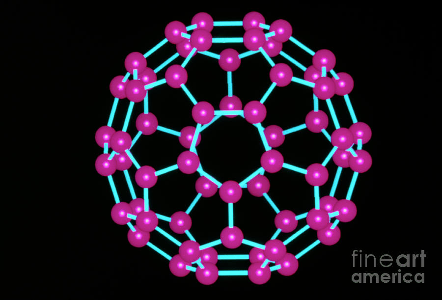 Buckminsterfullerene Photograph - Computer Graphics Image Of C60 Fullerene by Clive Freeman/biosym Technologies/science Photo Library