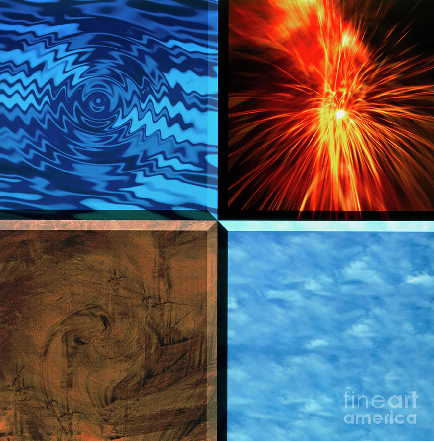 Computer Illustration Of The Four Elements Photograph by Victor Habbick Visions/science Photo Library