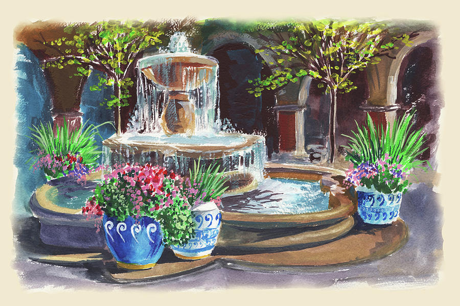 Concord Todos Santos Plaza Fountain Painting by Irina Sztukowski
