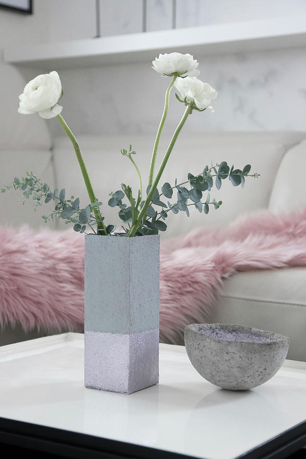 Concrete-effect Vase Handmade From Milk Carton Photograph by Astrid Algermissen