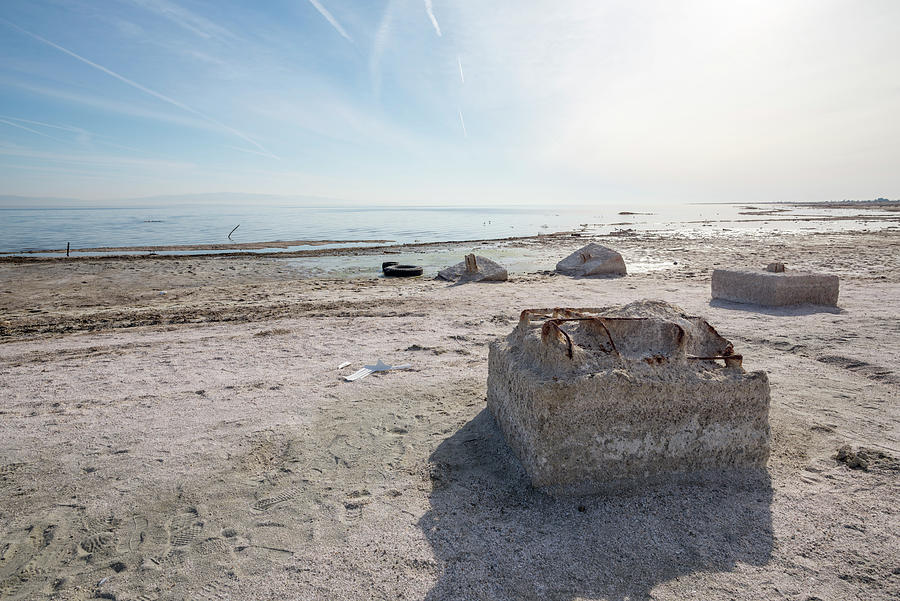 Nature Photograph - Concrete Structures On Salton Sea Beach. by Cavan Images