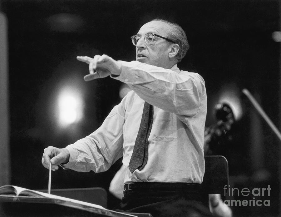Conductor Aaron Copland Pointing Photograph by Bettmann