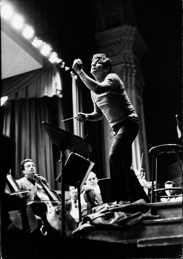 Conductor Leonard Bernstein Rehearsing Photograph by Alfred Eisenstaedt Conductor Leonard Bernstein Rehearsing Photograph by Alfred Eisenstaedt