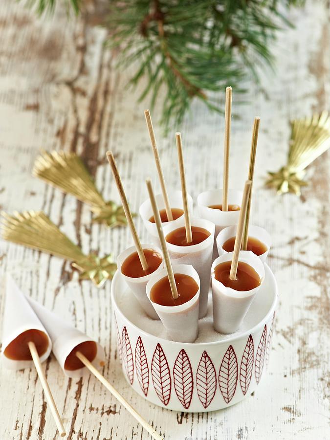 Cone-shaped Knck traditional Swedish Christmas Toffee Photograph by Hannah Kompanik