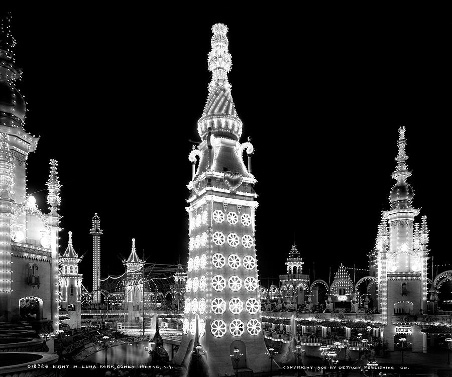 Coney Island - Electric Tower Luna Park 1905 Photograph by ...