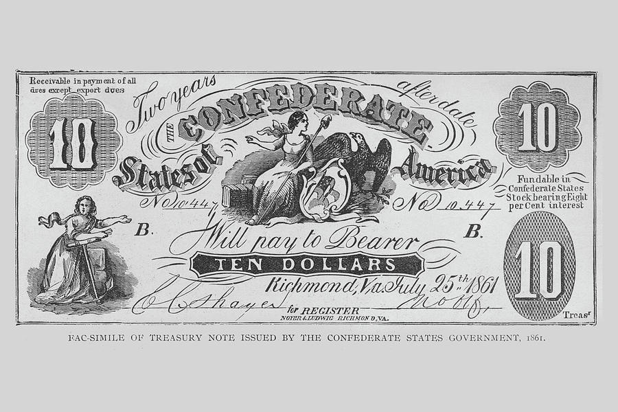 Confederate Banknote Painting by Frank Leslie