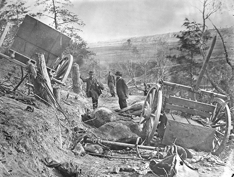 Confederate caisson and eight horses destroyed by a 32-1b. shell ...