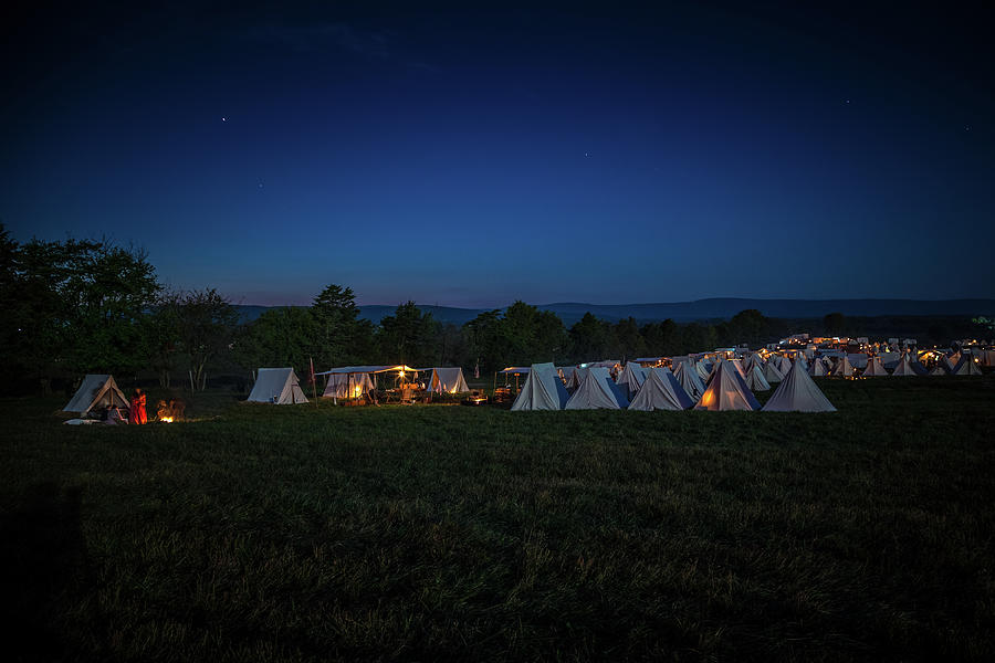 Confederate Campsite at Night Photograph by Tom Weisbrook