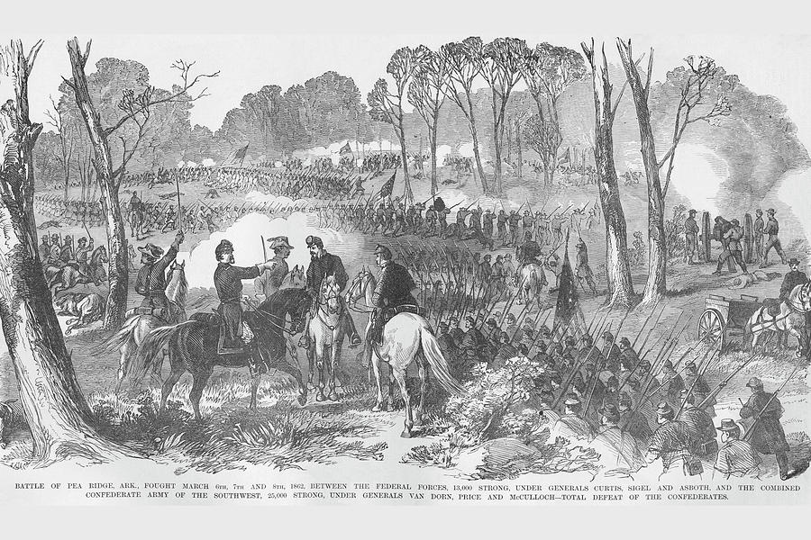 Confederate defeat at the Battle of Pea Ridge Painting by Frank Leslie ...