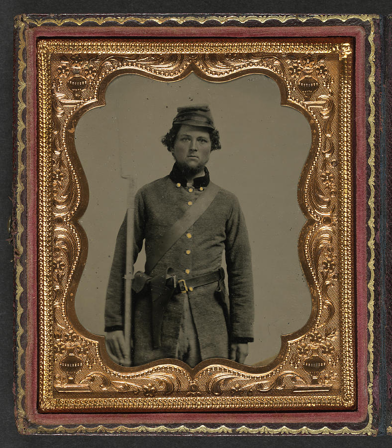 Confederate Soldier with frock coat and forage cap Painting by Unknown ...