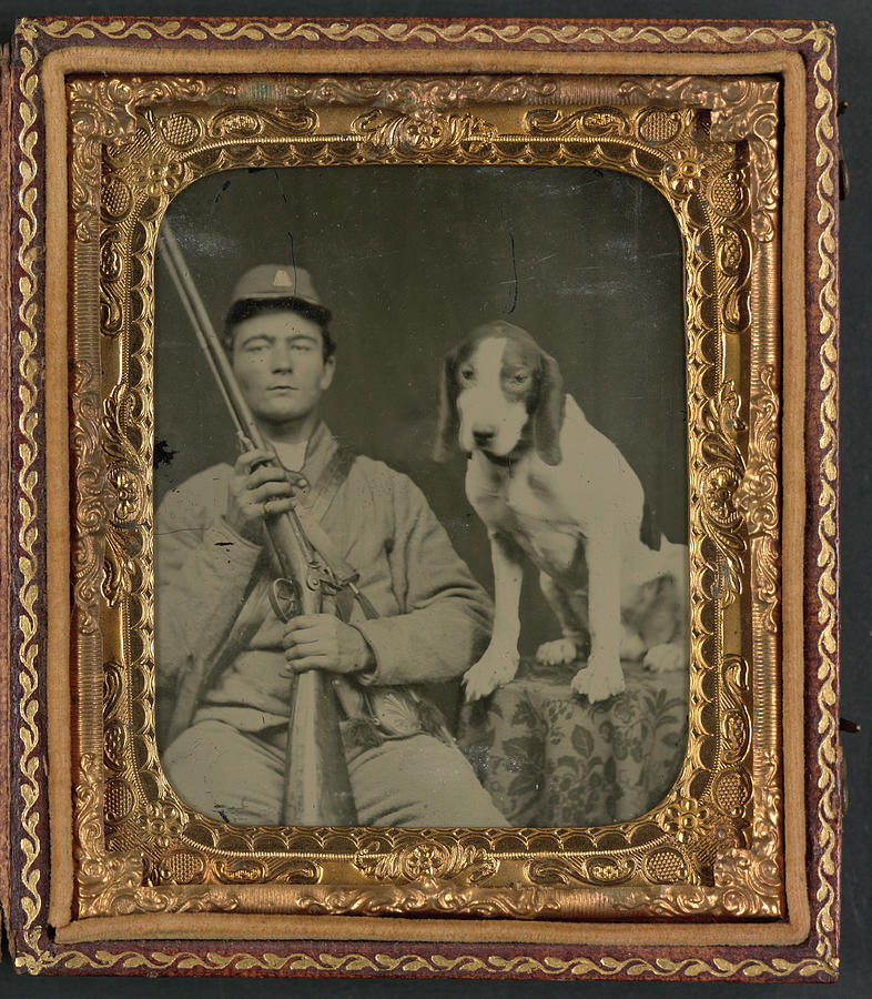Confederate Soldier with His Shotgun and Dog Painting by Unknown