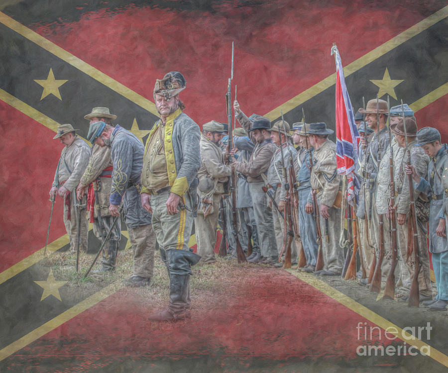 Confederate Soldiers on Flag Digital Art by Randy Steele