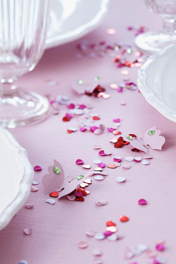 Confetti & Paper Butterflies Decorating Table Photograph by Franziska Taube