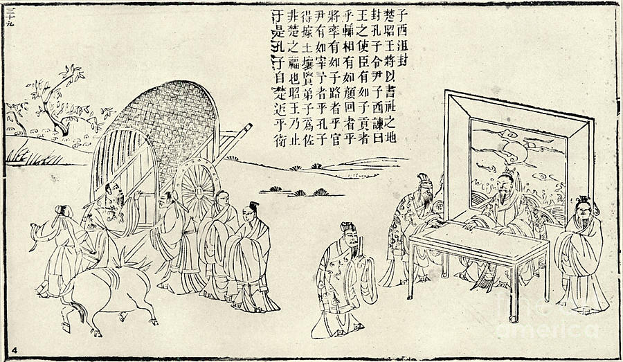 Confucius Visiting Court, 19th Century Drawing by Print Collector