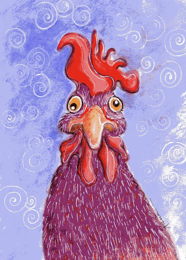 Confused Chicken Painting by Karren Case