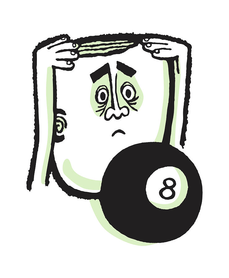 Sports Drawing - Confused Man Behind Eight Ball by CSA Images